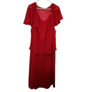 Vintage Cato Woman Red Classic Mother Of The Bride Maxi Party Dress Size 18W